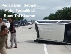 Pecah Ban, Sebuah Mobil Terbalik di Ruas Tol Kisaran