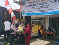 Polres Way Kanan Gelar Gerakan Pangan Murah di Pasar Bandar Sari