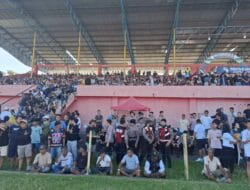 Ratusan Personil gabungan Polri dan TNI amankan Final sepak bola Youth Kampis Cup di stadion dua sudara Bitung